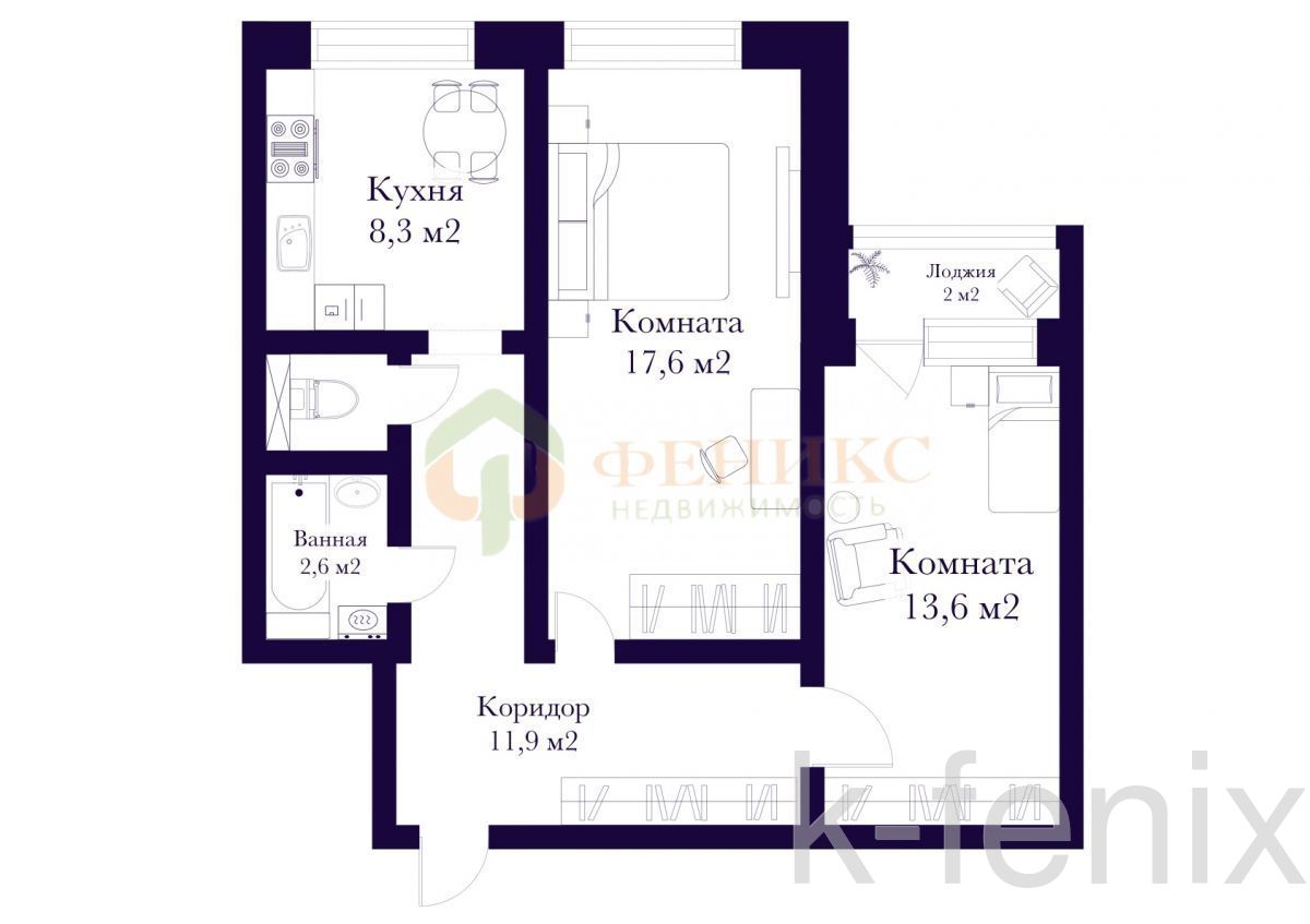 квартира 55 метров